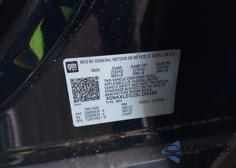 2025 Chevrolet Equinox Fwd Rs z USA, uszkodzony, nr VIN 3GNAXLEG1SL159193